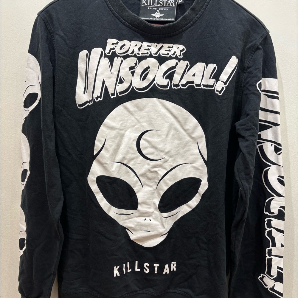 Killstar Black and White Alien Graphic Sweater
